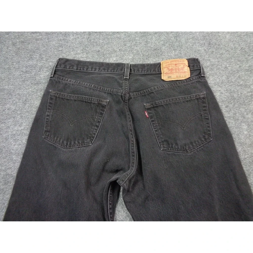 Vintage Levis 501 Jeans Mens 36x34 (34x34) Black Denim USA Made Washed 90s Faded